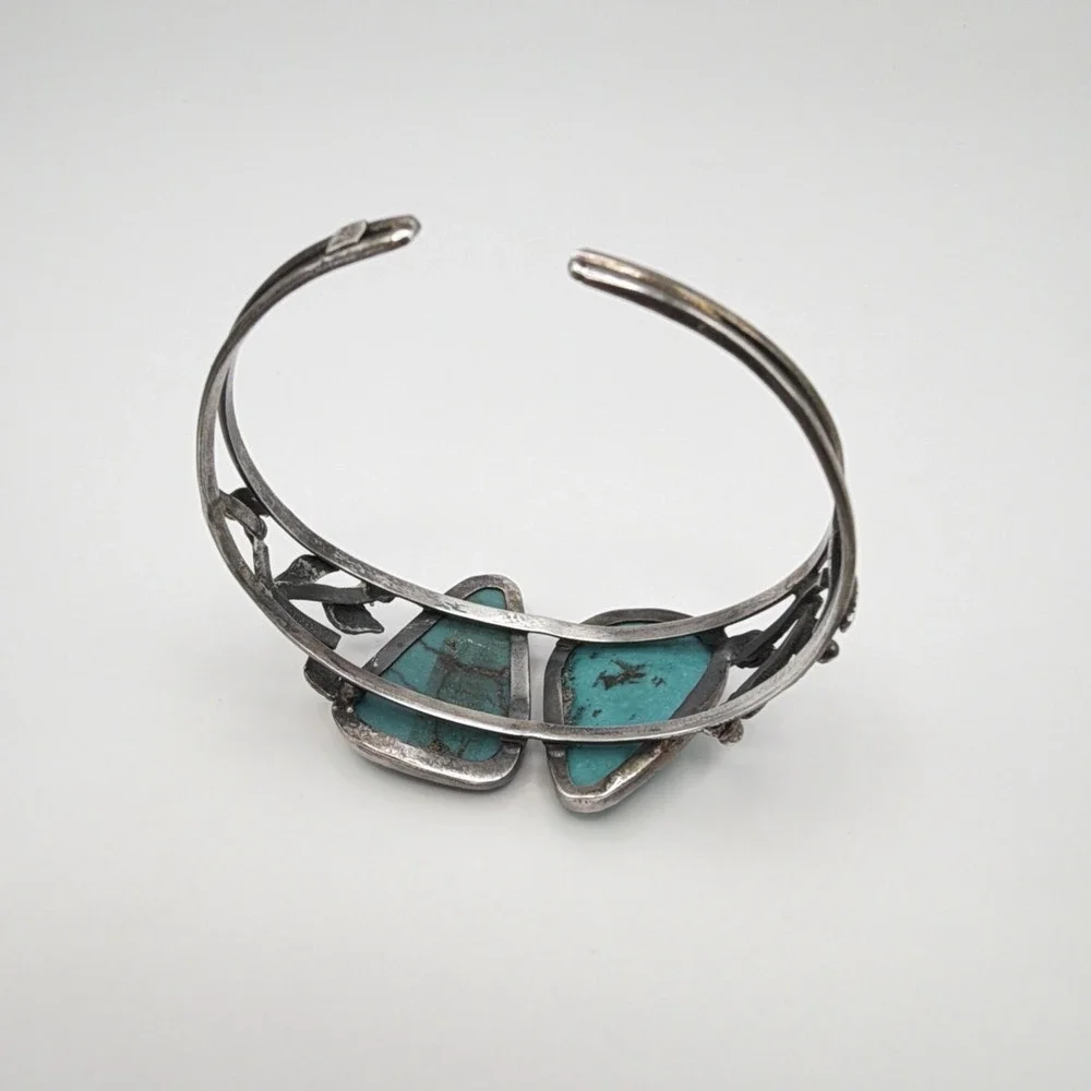 VTG South Western Sterling Silver Turquoise Cuff Bracelet Size 7.5 27g